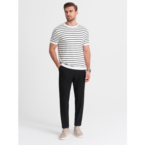 Ombre Men's chino pants with elastic waistband - black Cijene