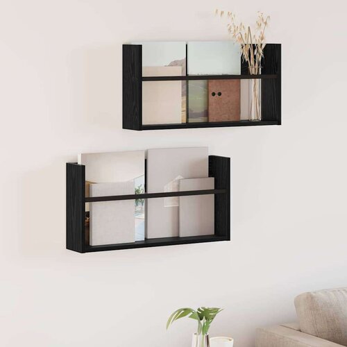  Polica za časopise s policom 2 pcs Crni hrast 60 x 12 x 30 cm Cene