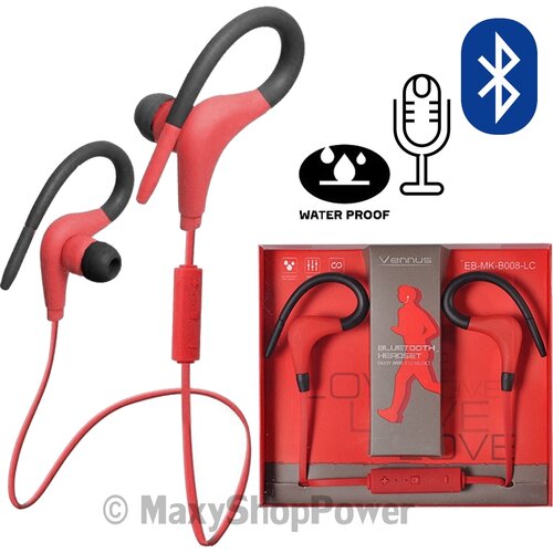  Športne Bluetooth stereo slušalke z mikrofonom Vennus BT-1 - rdeče Cene