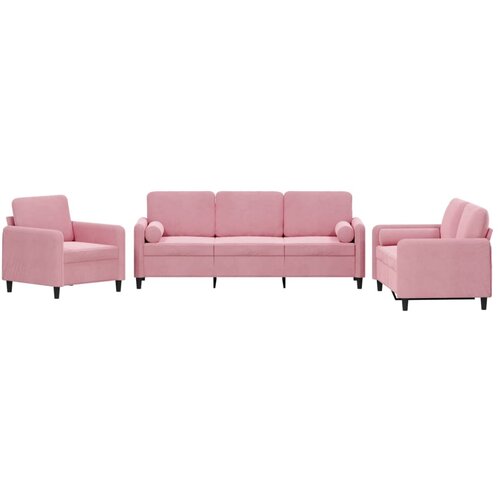 vidaXL 3-dijelni set sofa s jastucima ružičasti baršunasti Cijene