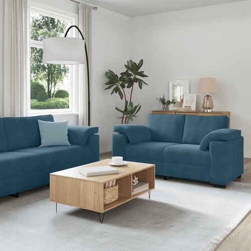  Dvodijelni set sofa s jastucima  plavi bar&scaron;un Cijene