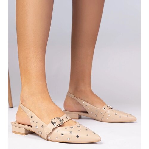 D/CEO marka niezdefiniowana Beige women's pumps with a flat heel and an open heel Salineo Cijene