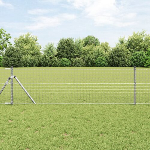 vidaXL evropska ograja s 13 stebri 0.8x25 m galvanizirano jeklo Cene