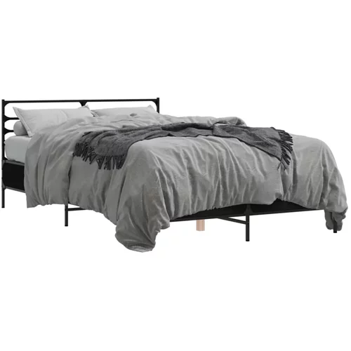  Okvir za krevet crni 135x190 cm konstruirano drvo i metal