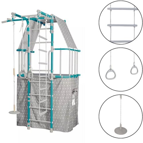 Monkey Gym Gimnastična lestev &ndash; telovadna, &scaron;vedska lestev za dom in otroke s hi&scaron;ico Indigo Pastel - turkizna, (5000077133) Cene
