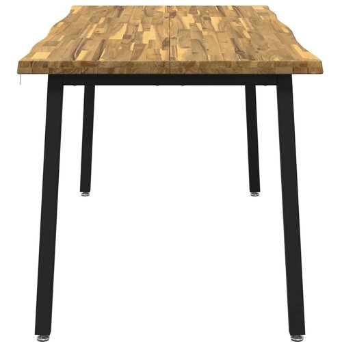  Stol za blagovanje s prirodnim rubom 160 x 70 x 75 cm Bijela - Bijela i crna 160 x 70 x 75 cm Živi rub Slike