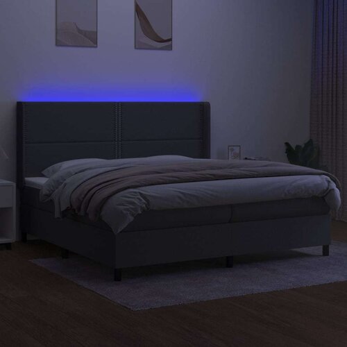  Box spring s madracem LED tamnosivi 200x200 cm tkanina Slike