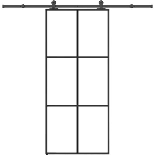 vidaXL Drsna vrata z opremo 90x205 cm ESG steklo in aluminij Cene