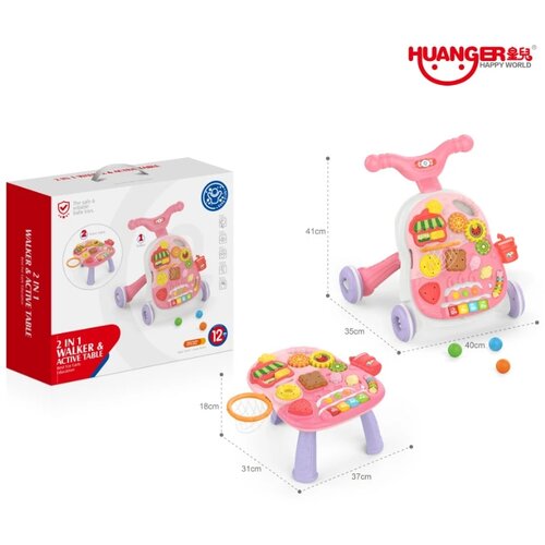 Huanger hodalica za bebe - stočić 2u1 pink, 12m+ Slike