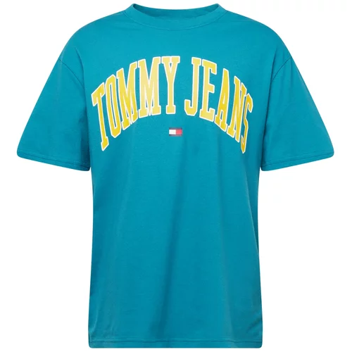 Tommy Jeans Majica morsko plava / cijan plava / pastelno žuta / bijela