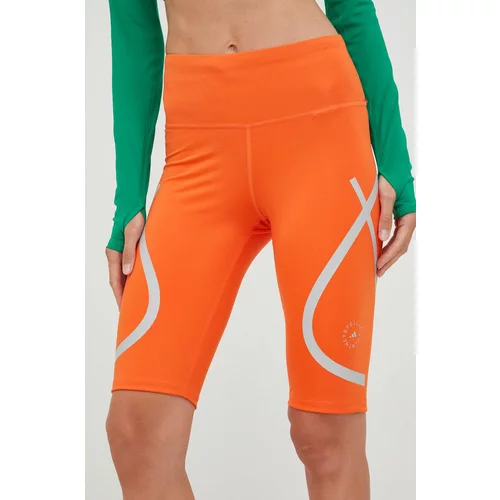 ADIDAS BY STELLA MCCARTNEY Kratke hlače za trčanje za žene, boja: narančasta, s tiskom, visoki struk