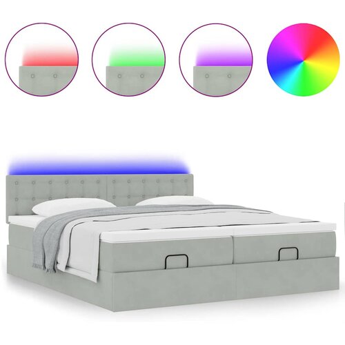 vidaXL Otomanski posteljni okvir z vzmetnicami siv 180x200cm žamet, (21610947) Cene