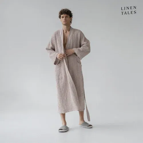 Linen Tales Bež kućni ogrtač veličine S/M Honeycomb -