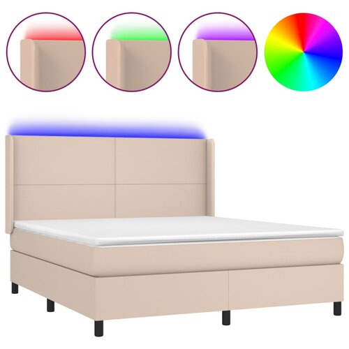  box spring madrac LED cappuccino 180x200cm umjetna koža Slike
