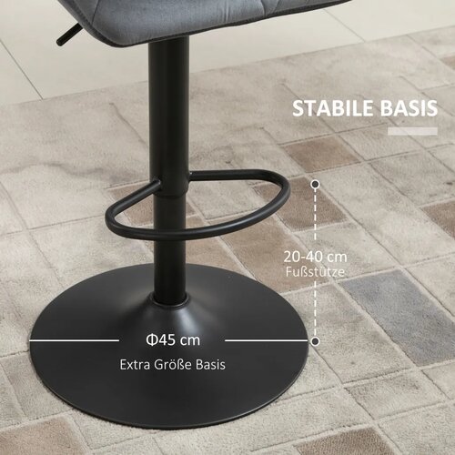  Set od 2 barske stolice tapecirane metalni okvir naslon bar&amp;scaron;unasti izgled podesiva visina 360&amp;deg; Slike