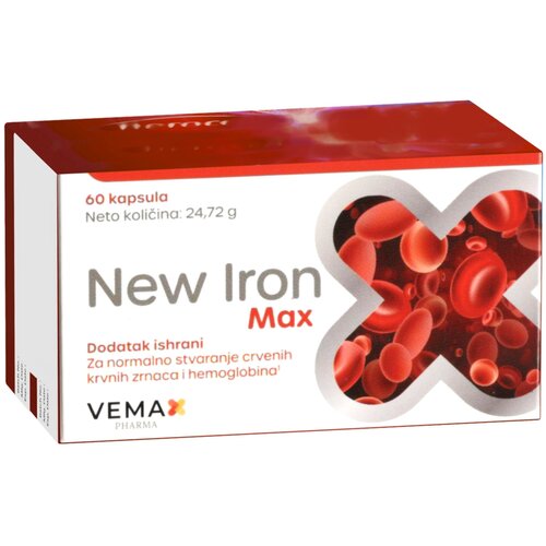 Vemax New Iron Max za stvaranje crvenih krvnih zrnaca i hemoglobina, 60 kapsula Slike