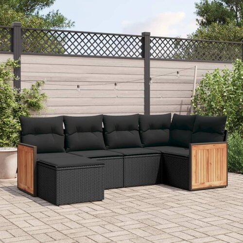  6-dijelni set vrtnih sofa s jastucima crni od poliratana Crna 62 x 62 x 69 cm Cene