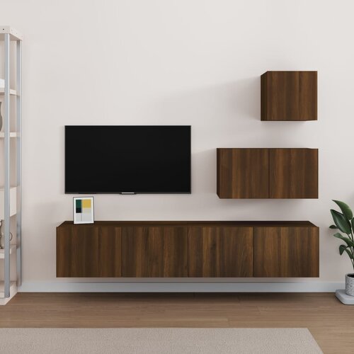 VidaXL 4-dijelni set TV ormarića boja smeđeg hrasta konstruirano drvo Slike