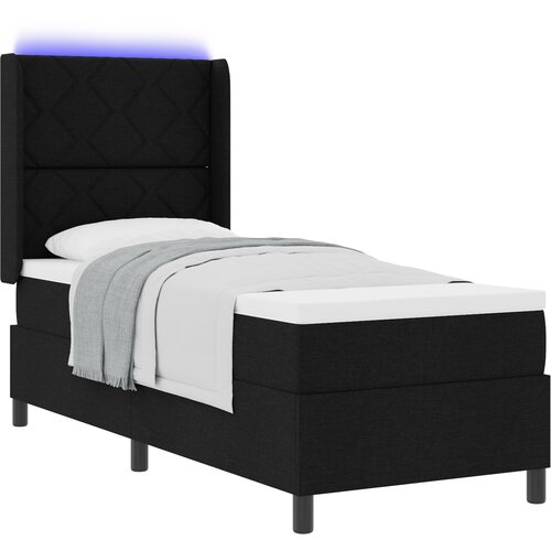 vidaXL Box Spring Postelja z Blažilom in LED Črna 90x190 cm Tkanina, (22049859) Cene