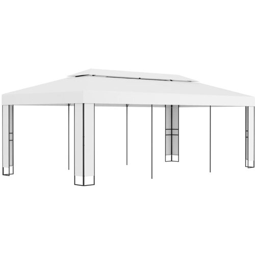 VidaXL Paviljon z dvojno streho 3x6 m bel Slike