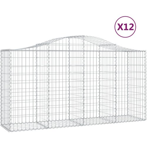  Lučne gabionske ko&amp;scaron;are 12kom 200x50x100/120cm pocinčano željezo Slike