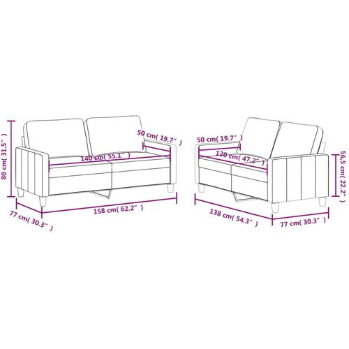 vidaXL 2-dijelni set sofa s jastucima boja vina od umjetne kože Cene