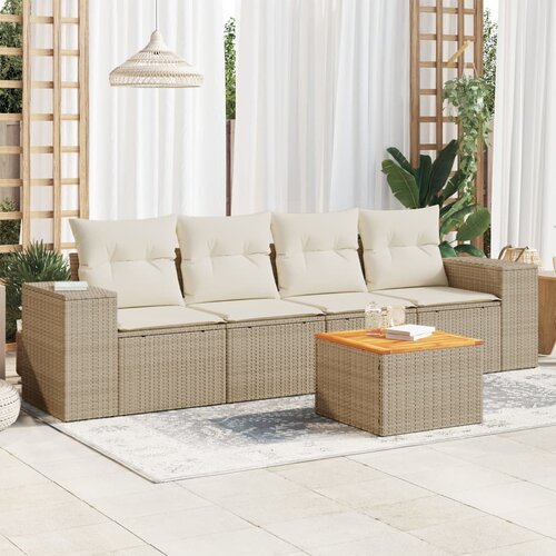  5-dijelni vrtni set sofa s jastucima bež od poliratana Cijene