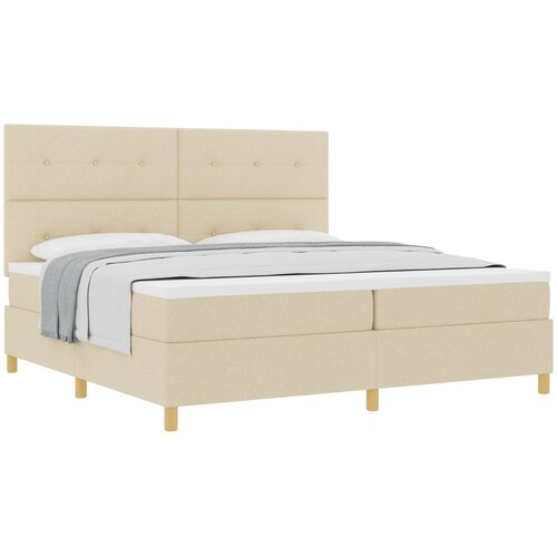 VidaXL Box Spring postelja z vzmetnico krem 200x200 cm tkanina, (22051173) Slike