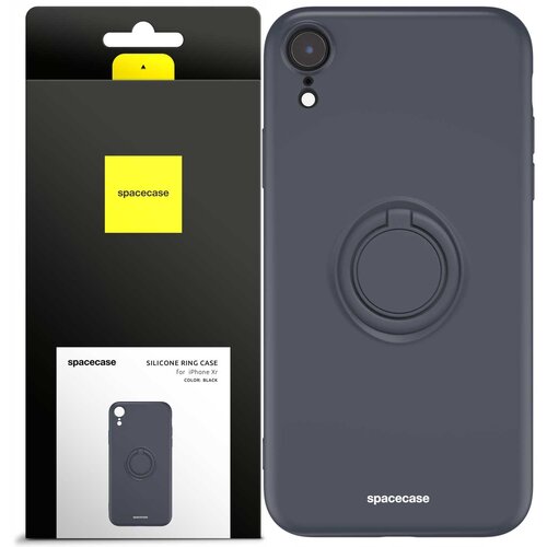 Spacecase SILIKONSKI ZA&Scaron;ČITNI OVITEK ZA IPHONE XR ČRN Z OBROČKOM, (21963741) Cene