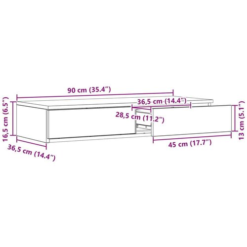  Ladice za krevet Artisan hrast 90x36 5x16 5 cm izrađene od konstruiranog drva Slike