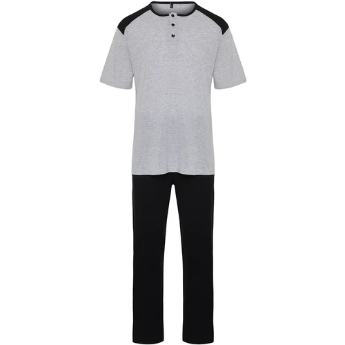 Trendyol Men's Gray Regular Fit Knitted Pajamas Set