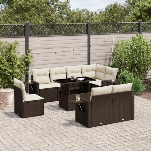 vidaXL 9-dijelni set vrtnih sofa s jastucima poliratan smeđi Cene