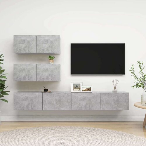 vidaXL 4-dijelni set tv ormarića siva boja betona od iverice Cene