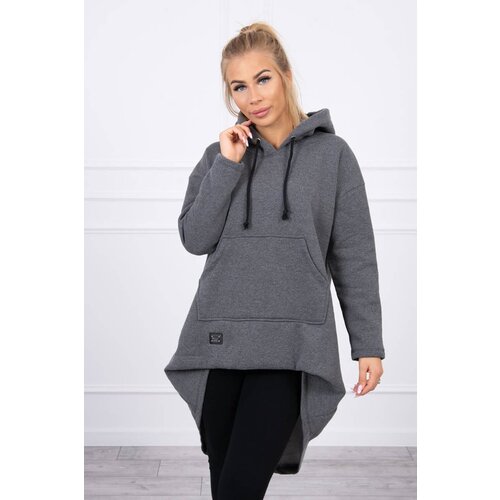 Kesi Padded sweatshirt with a long back and a graphite hood Cene