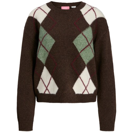 JJXX Pulover 'JXHARVI' temno rjava / meta / karminsko rdeča / bela Cene