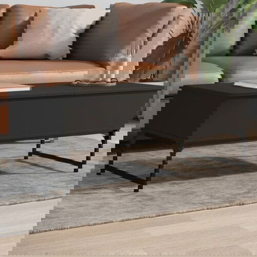 VidaXL Stolić za kavu crni 100 x 50 x 40 cm konstruirano drvo i metal Slike