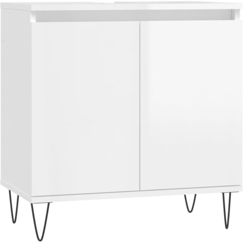 VidaXL Kopalni&amp;scaron;ka omarica visok sijaj bela 58x33x60 cm inženirski les, (20801512) Slike