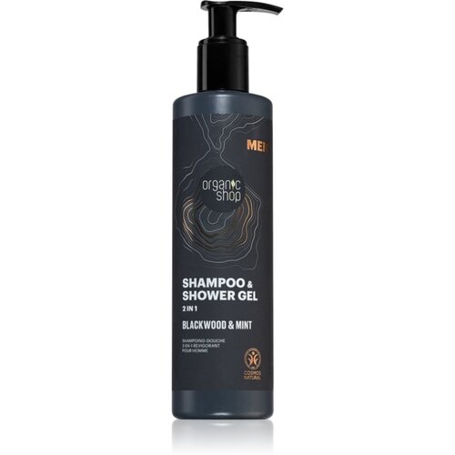 Organic Shop Men Blackwood &amp;amp; Mint &amp;scaron;ampon i gel za tu&amp;scaron;iranje 2 u 1 za mu&amp;scaron;karce 280 ml Slike