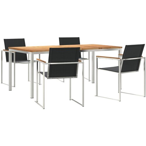 vidaXL 5-delna vrtna jedilna garnitura iz trde tikovine, zunanja jedilna miza 180x90x75 cm iz trde tikovine Cene