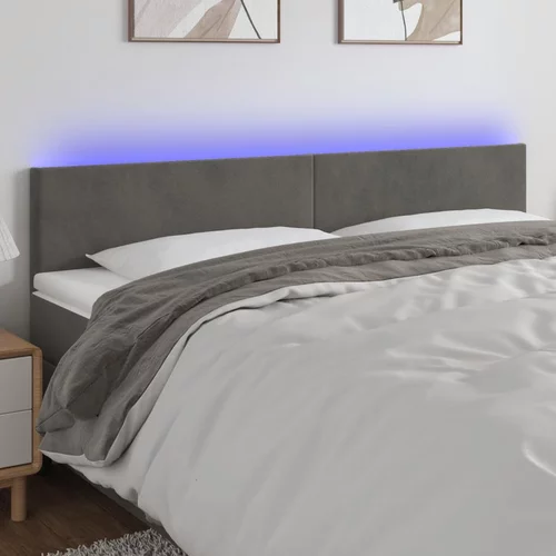 vidaXL LED posteljno vzglavje temno sivo 200x5x78/88 cm žamet