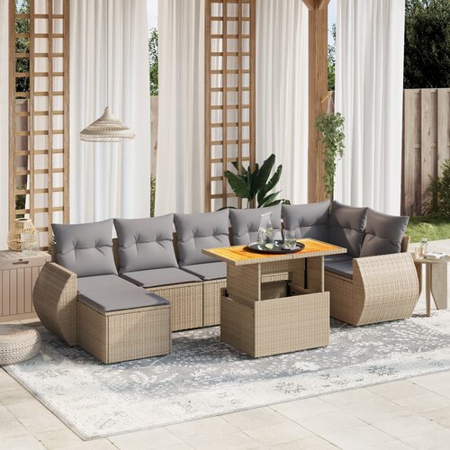 vidaXL 8-dijelni set vrtnih sofa od poliratana s jastucima bež Cijene