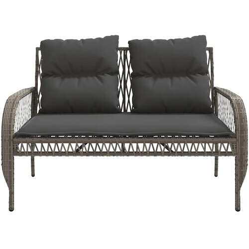  4-dijelni set vrtnih sofa od poliratana s jastucima sivi Slike