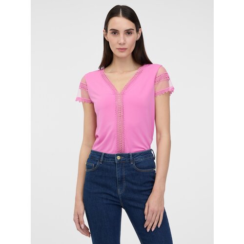 Orsay Women&amp;#039;s Pink T-Shirt with Short Sleeves - Women Slike