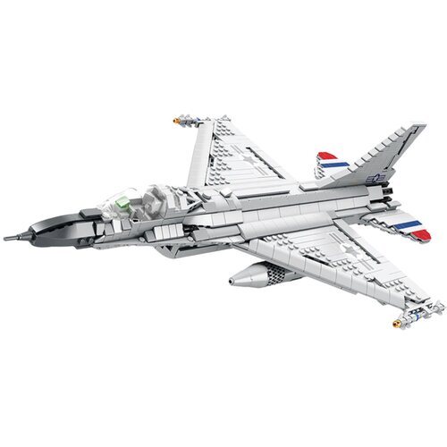  kocke za sestavljanje letala F-16, sestavljenega iz 1427 elementov Slike