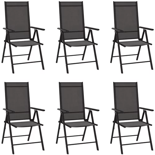 vidaXL Zložljivi vrtni stoli 6 kosov tekstil črni