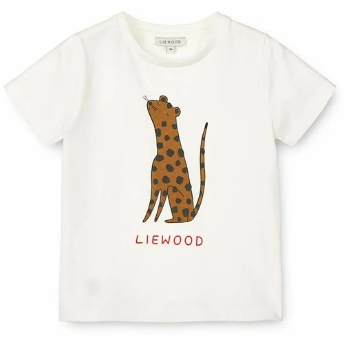Liewood Pamučna majica kratkih rukava za bebe Apia Baby Placement Shortsleeve T-shirt boja: bež, s tiskom