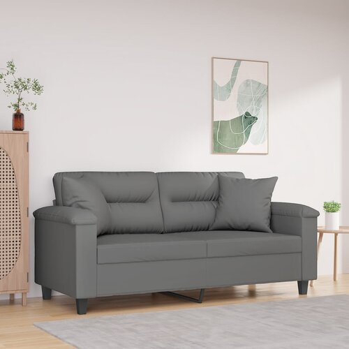  The Living Store Kavč dvosed z blazinami temno siv 140 cm tkanina iz mikrovlaken - Dvosed, (21494439) Slike