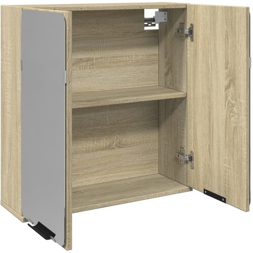  Kupaonski ormarić s ogledalom boja hrasta 64,5x20x66,5 cm drvo Slike