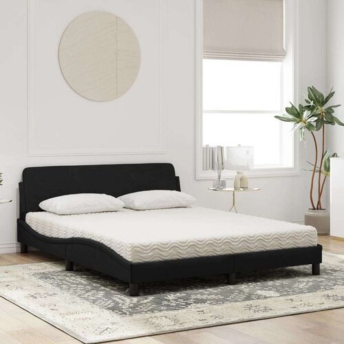 VidaXL Krevet s madracem crni 160x200 cm bar&amp;scaron;unasti Slike