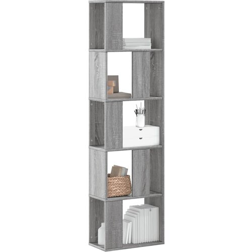 Furnova Knjižna omara 5-nadstropna siva sonoma 45x23,5x162,5cm inž. les, (21932497) Cene